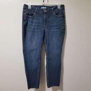 Riders by Lee Mid Rise Straight Leg Raw Hem Stretch Crop Jeans Women's 16P